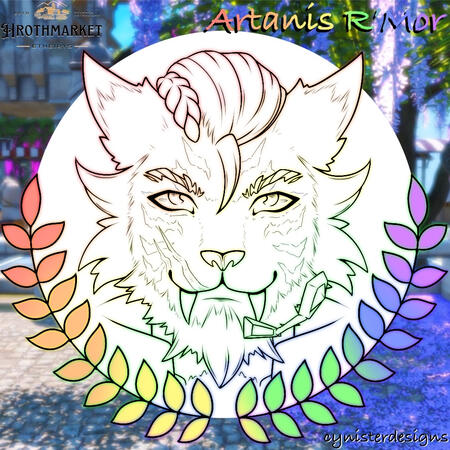 A special edition art party portrait for the Hrothmarket Pride event, featuring one of our owners in the gay pride rainbow colors.